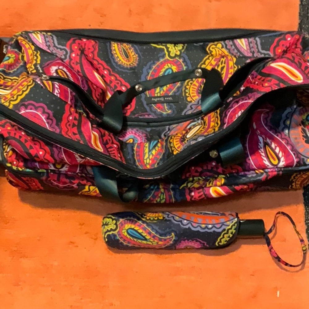 Vera Bradley rolling duffel with matching umbrella